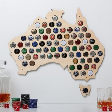 Australia Plywood Beer Cap Map