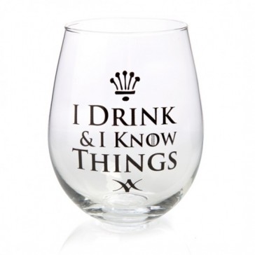 I Drink & I Know Things Dachshund Stemless Wine Glass 