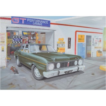1968 GT Falcon Garage Scene Tin Sign