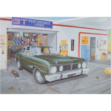 1968 GT Falcon Garage Scene Tin Sign