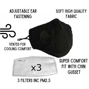 Washable Comfortable Face Mask with Vent and Filter 