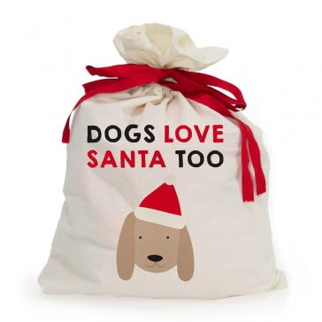 Dogs Love Santa Too Canvas Santa Sack