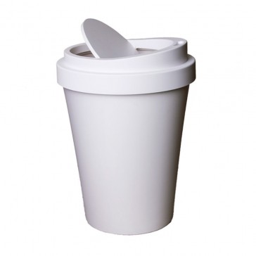 Qualy Coffee Cup Shaped Waste Bin - 34cm - White
