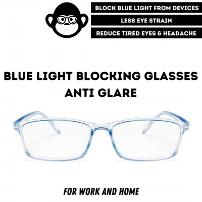 Blue Light Blocking Glasses - Digital Eyewear -Transparent Blue Slim Square