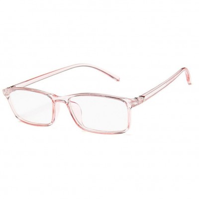 Blue Light Blocking Glasses Baby Pink Transparent Slim Square