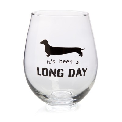Been A Long Day Dachshund Stemless Wine Glass